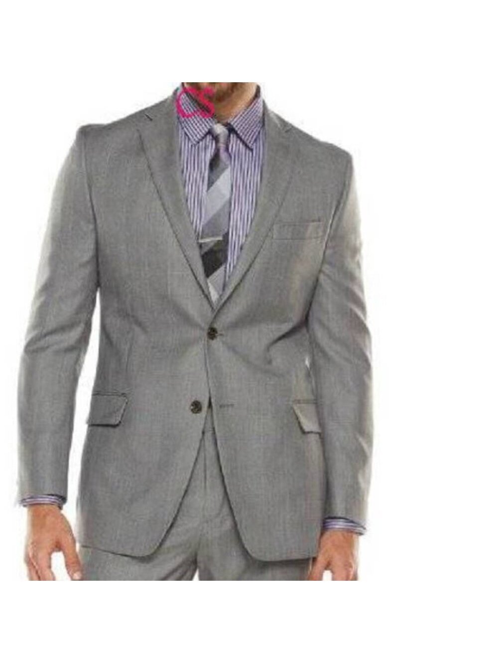 Marc Anthony Suit Jacket 40L Long Mens Wool Silk Gray Luxury 2 Button 7 Pockets
